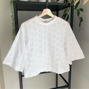 Madewell Embroidered Eyelet Wide Sleeve Boxy Tee